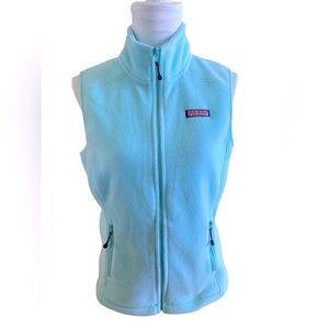 Vineyard Vines Fleece vest. Soft icy mint / blue Inside piped in Pink